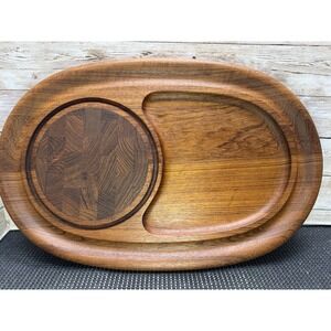 Vtg Dansk Cutting Carving Charcuterie Board Raised Teakwood Jens Quistgaard 17"